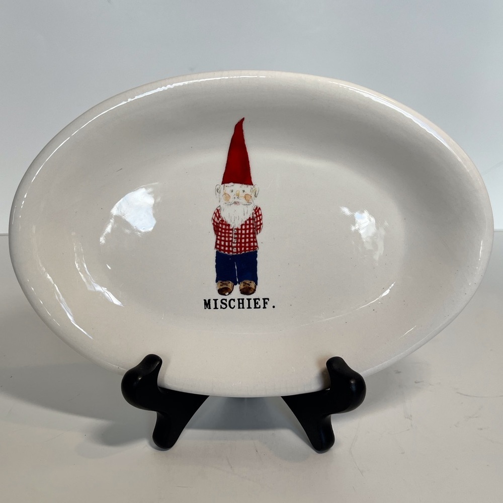 Rae Dunn Gnome Mischief Artisan Snack Plate
